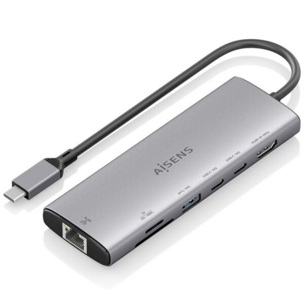 art_ais-hub20asuc-7p032-gr_1 Docking USB Tipo-C Aisens ASUC-7P032-GR/ 1xHDMI 4K/ 1xUSB/ 2xUSB Tipo-C/ 1xRJ45/ 1xLector Tarjetas/ Gris