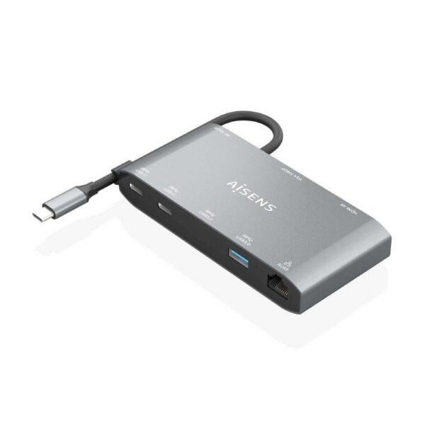 art_ais-hub20asuc-8p010-gr_2 Docking USB Tipo-C Aisens ASUC-8P010-GR/ 1xHDMI 4K/ 1xVGA/ 2xUSB/ 1xRJ45/ 2xUSB Tipo-C/ 1xUSB Tipo-C PD/ Gris