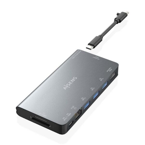 art_ais-hub20asuc-8p015-gr_1-2 Docking USB Tipo-C Aisens ASUC-8P015-GR/ 1xHDMI 4K/ 3xUSB/ 1xRJ45/ 1xLector Tarjetas / 1xUSB Tipo-C/ Gris