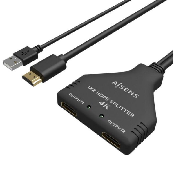 art_ais-mul20a123-0654_2 Cable Duplicador HDMI 4K Aisens A123-0654/ 2x HDMI Hembra - HDMI Macho - USB Macho/ 30cm/ Negro