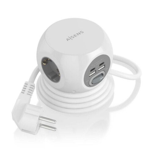 art_ais-regleta20asps-2a2c04-w_1-2 Regleta con Interruptor Aisens ASPS-2A2C04-W/ 3 Tomas de Corriente/ 2 USB Tipo-C/ 2 USB/ Cable 1.4m/ Blanco