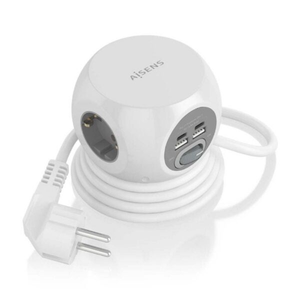 art_ais-regleta20asps-2a2c04-w_1-2 Regleta con Interruptor Aisens ASPS-2A2C04-W/ 3 Tomas de Corriente/ 2 USB Tipo-C/ 2 USB/ Cable 1.4m/ Blanco