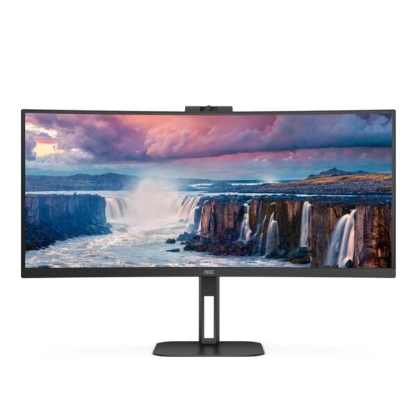 art_aoc-m20cu34v5cw20bk_1-2 Monitor Profesional Curvo Ultrapanorámico AOC CU34V5CW/BK 34"/ UWQHD/ Webcam/ Multimedia/ Regulable en altura/ Negro