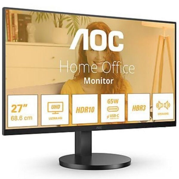 Monitor Profesional AOC U27B3CF 27"/ 4K/ Multimedia/ Regulable en altura/ Negro