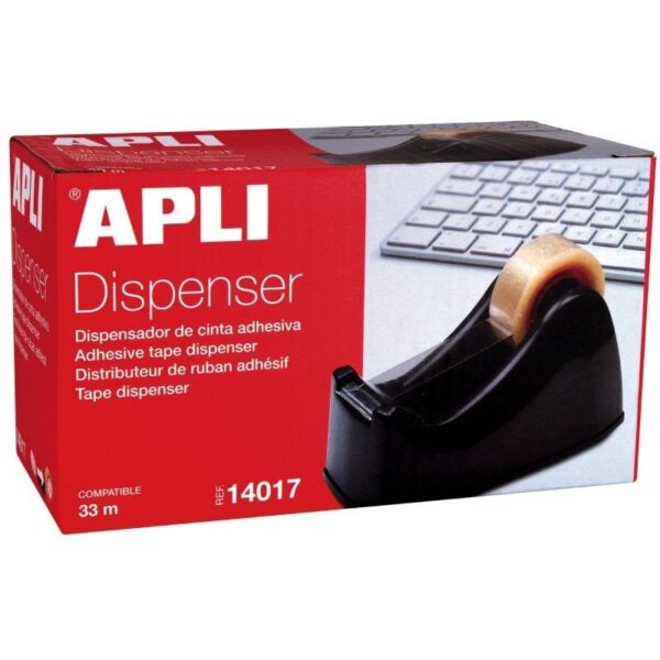 Dispensador de Cinta Adhesiva Apli 14017 - 140 x 65mm - Negro