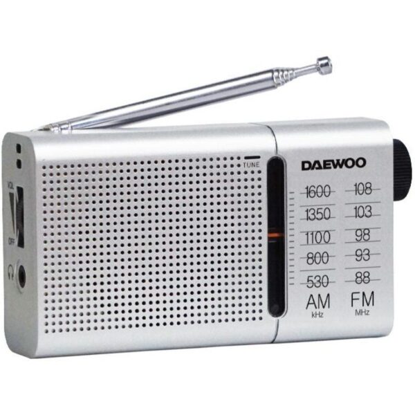 Radio Portátil Daewoo DW1037/ a Pilas/ Plateada