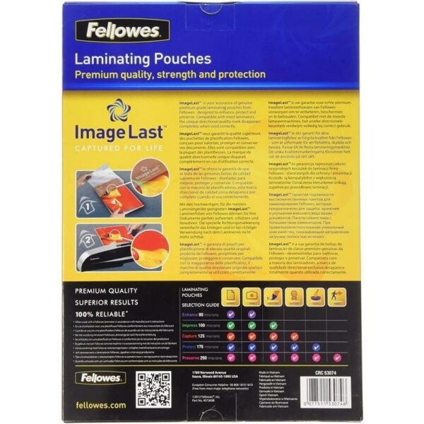 Fundas para Plastificar Fellowes 5307407/ A4/ 125 Micras/ 100 unidades