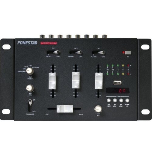 Mezclador DJ Fonestar MIX-3DJ - 3 Canales + Bluetooth y USB