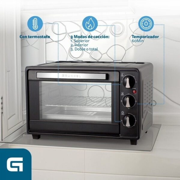 art_grk-pae-horno20hr-23hn_2 Horno de Sobremesa Grunkel HR-23HN/ 1600W/ Capacidad 23L