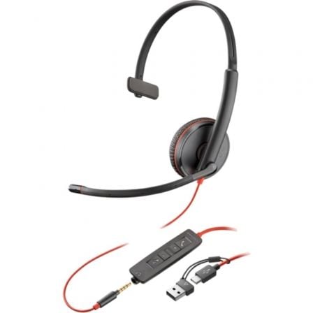 art_hp-pol208x227a6_1-1 Auricular Poly Blackwire 3215 + 3.5mm + Adaptador USB-C/A/ con Micrófono/ Jack 3.5 - USB Tipo-C/ Bulk/ Negro