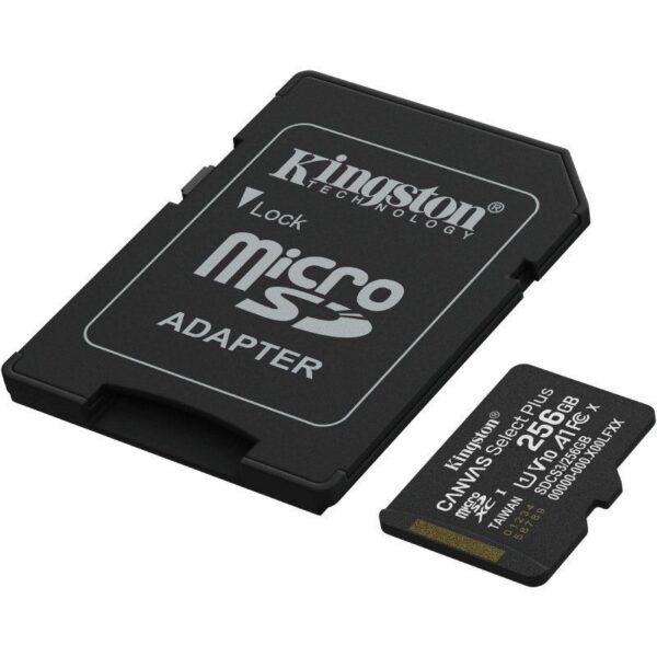 Tarjeta de Memoria Kingston CANVAS Select Plus 256GB microSD XC con Adaptador/ Clase 10/ 150MBs