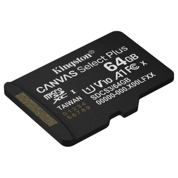 Tarjeta de Memoria Kingston CANVAS Select Plus 64GB microSD XC/ Clase 10/ 100MBs
