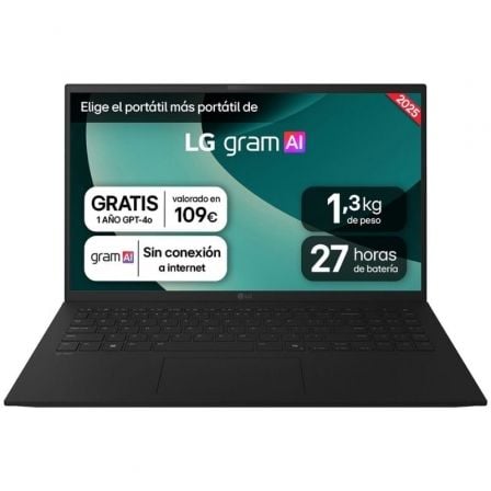 Portátil LG Gram 15ZD80T-G.AX55B Ryzen AI 5-340/ 16GB/ 512GB SSD/ 15.6"/ Sin Sistema Operativo