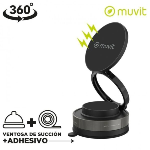 Soporte de Smartphone para Coche Muvit For Change MCCHL0035/ Negro