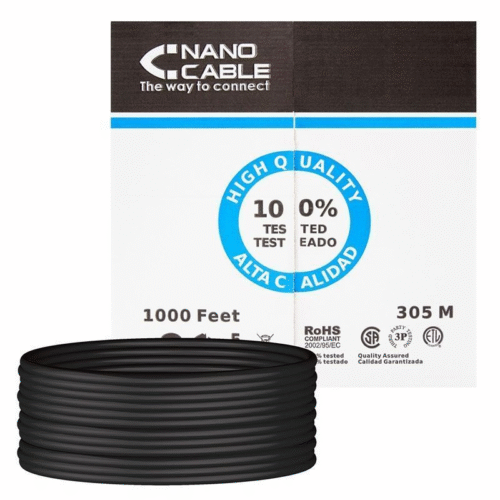 art_nan-cab2010.20.0304-ext-bk_1-1 Bobina de Cable RJ45 para Exteriores UTP Nanocable 10.20.0304-EXT-BK Cat.5e/ 305m/ Impermeable/ Negro