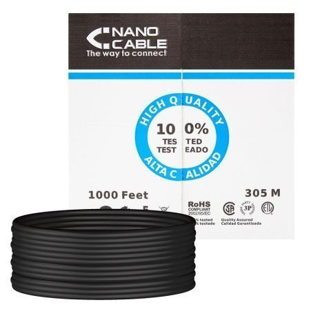 art_nan-cab2010.20.0304-ext-bk_1 Bobina de Cable RJ45 para Exteriores UTP Nanocable 10.20.0304-EXT-BK Cat.5e/ 305m/ Impermeable/ Negro