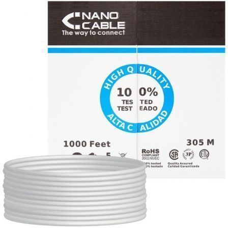 art_nan-cab2010.20.0304-flex_1 Bobina de Cable RJ45 UTP Nanocable 10.20.0304-FLEX Cat.5e/ 305m/ Gris