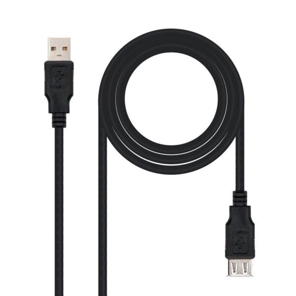 art_nan-cab20102001200202-bk_1-1 Cable Alargador USB 2.0 Nanocable 10.01.0202-BK/ USB Macho - USB Hembra/ 1m/ Negro