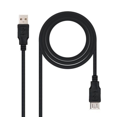 art_nan-cab20102001200203-bk_1 Cable Alargador USB 2.0 Nanocable 10.01.0203-BK/ USB Macho - USB Hembra/ 1.8m/ Negro