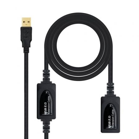 art_nan-cab20102001200213_1 Cable Alargador USB 2.0 Nanocable 10.01.0213/ USB Macho - USB Hembra/ 15m/ Negro