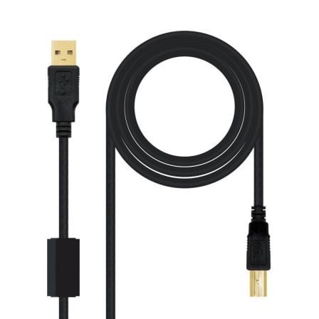 art_nan-cab20102001201205_1 Cable USB 2.0 Impresora Nanocable 10.01.1205/ USB Tipo-B Macho - USB Macho/ 5m/ Negro