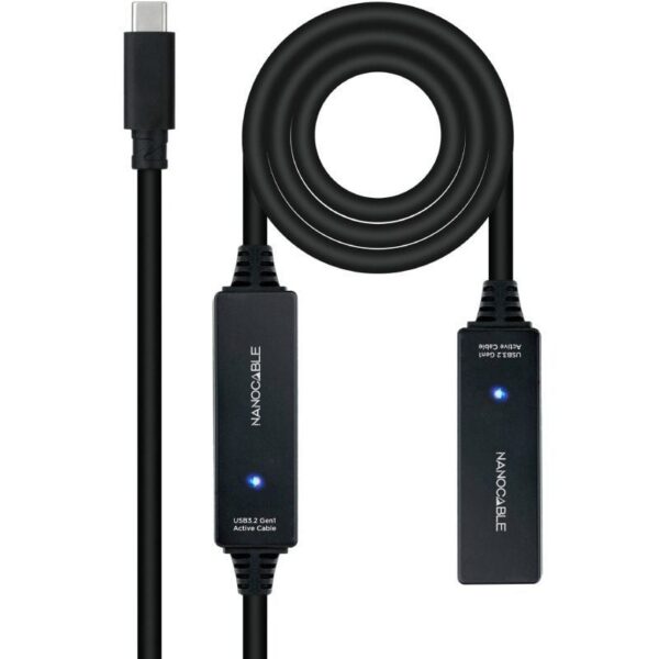 art_nan-cab20102001201312_1-1 Cable Alargador USB Tipo-C 3.2 con Amplificador Nanocable 10.01.1312/ USB Tipo-C Macho - USB Tipo-C Hembra/ 10m/ Negro