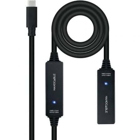 art_nan-cab20102001201312_1 Cable Alargador USB Tipo-C 3.2 con Amplificador Nanocable 10.01.1312/ USB Tipo-C Macho - USB Tipo-C Hembra/ 10m/ Negro