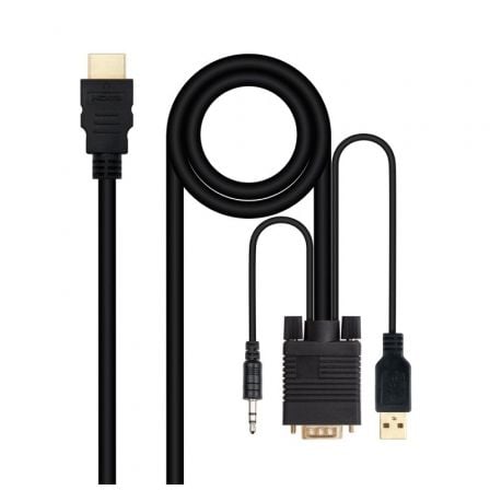 art_nan-cab20102015204350_1 Cable Conversor Nanocable 10.15.4350/ HDMI Macho - VGA Macho - Jack 3.5 Macho - USB Macho/ 1.8m/ Negro