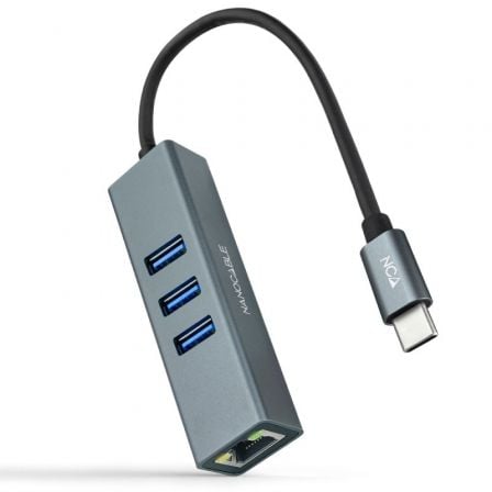 art_nan-hub20102003200408_1 Hub USB Tipo-C Nanocable 10.03.0408/ 3xUSB/ 1xRJ45/ Gris