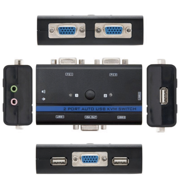 KVM Switch Nanocable 10.12.0001/ PC - CPU: 2 VGA + 2 USB + 4 JACK 3.5 / CONSOLA: 2 USB + VGA + 2 JACK 2.5/ 1.4m