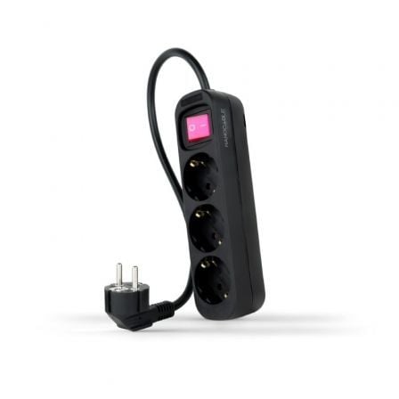 art_nan-regleta20102038200003-bk_1 Regleta con Interruptor Nanocable 10.38.0003-BK/ 3 Tomas de Corriente/ Cable 1.4m/ Negra