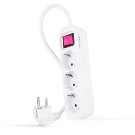 art_nan-regleta20102038200003_1 Regleta con Interruptor Nanocable 10.38.0003/ 3 Tomas de Corriente/ Cable 1.4m/ Blanca