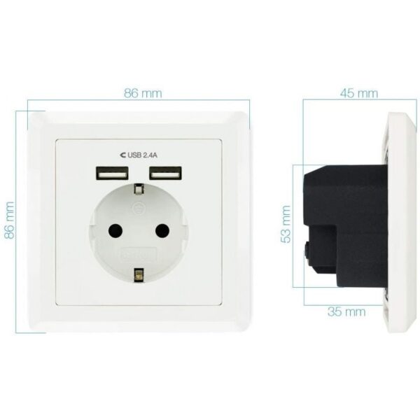 art_nan-ros20102035200010_2 Roseta de Pared Nanocable 10.35.0010/ 1 Schuko/ 2 USB