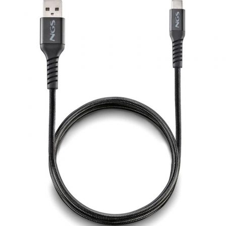 Cable USB 2.0 NGS KNOT-AC/ USB Macho - USB Tipo-C Macho/ Hasta 12W/ 480Mbps/ 1m/ Negro