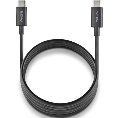 Cable USB 2.0 Tipo-C NGS ZYRO 60W-1/ USB Tipo-C Macho - USB Tipo-C Macho/ Hasta 60W/ 480Mbps/ 1m/ Negro