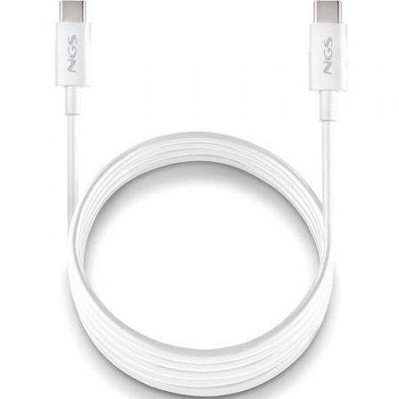 Cable USB 2.0 Tipo-C NGS ZYRO 60W-1/ USB Tipo-C Macho - USB Tipo-C Macho/ Hasta 60W/ 480Mbps/ 1m/ Blanco