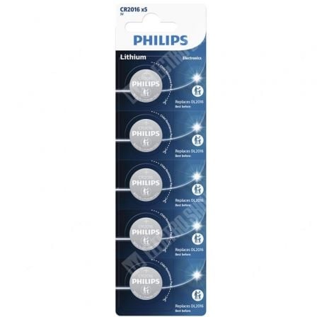 art_phil-pila20cr2016p52001b_1 Pack de 5 Pilas de Botón Philips CR2016P5/01B Lithium/ 3V