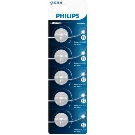 art_phil-pila20cr2025p52001b_1 Pack de 5 Pilas de Botón Philips CR2025P5/01B Lithium/ 3V