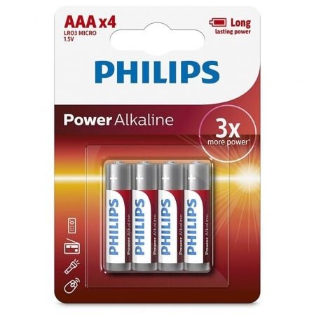 art_phil-pila20lr03p4b2005_1 Pack de 4 Pilas AAA Philips LR03P4B/05/ 1.5V/ Alcalinas