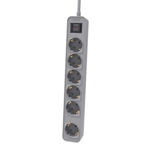 Regleta con Interruptor Philips CHP2164G/10/ 6 Tomas de corriente/ Cable 1.5m/ Gris