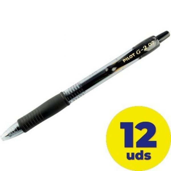 Bolígrafo Pilot G-2 Gel Retráctil - 12 Unidades - Tinta Negra