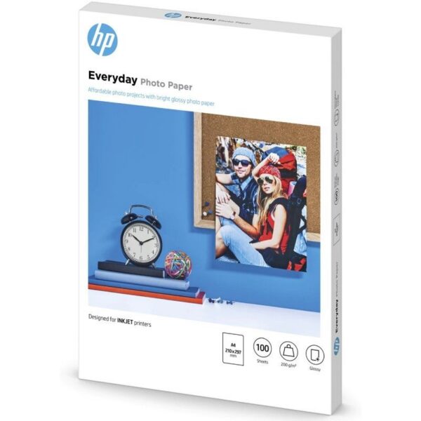 Papel Fotográfico HP Everyday A4 200g - 100 Hojas Brillo
