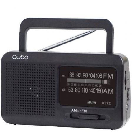 art_qub-radio20r-22220bk_1 Radio Portátil Qubo R-222/ con Cable/ a Pilas/ Negra