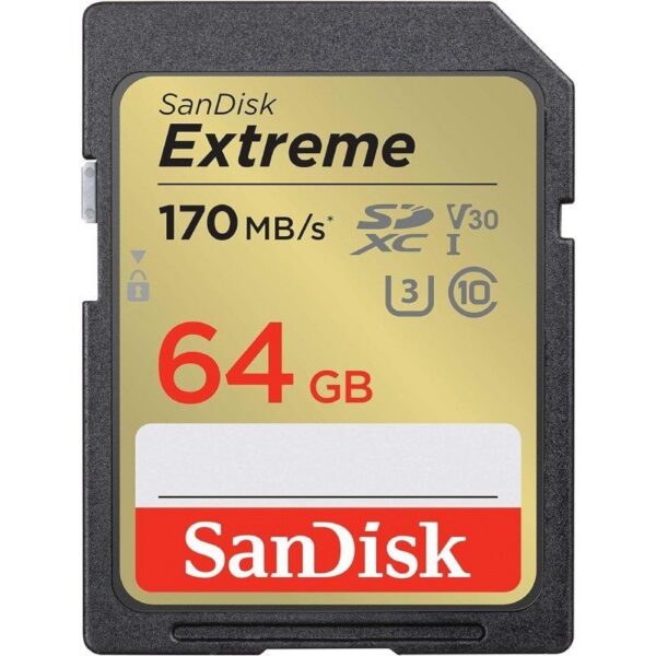 Tarjeta SD SanDisk Extreme 64GB - Velocidad 170MB/s - Clase 10 UHS-I