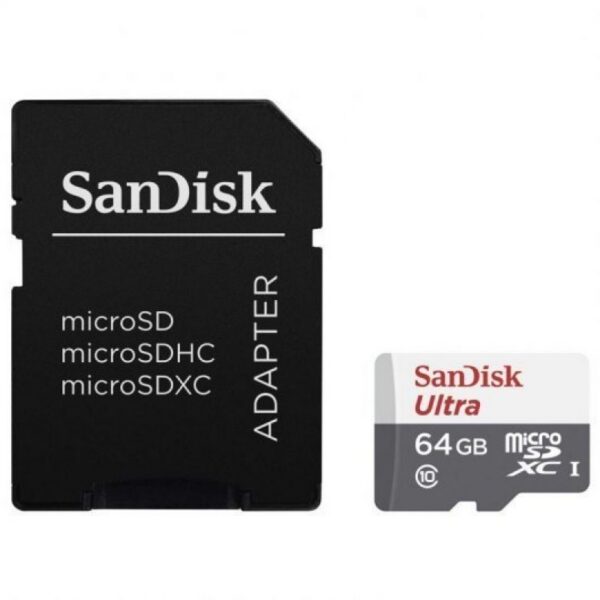 Tarjeta MicroSD SanDisk Ultra 64GB - Clase 10, 100MB/s con Adaptador