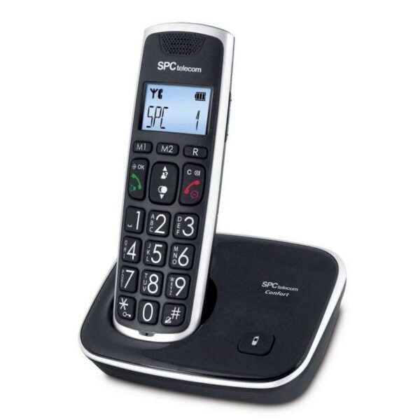 Teléfono Inalámbrico SPC Telecom 7608 Negro - Pantalla Grande y Teclas Amplias