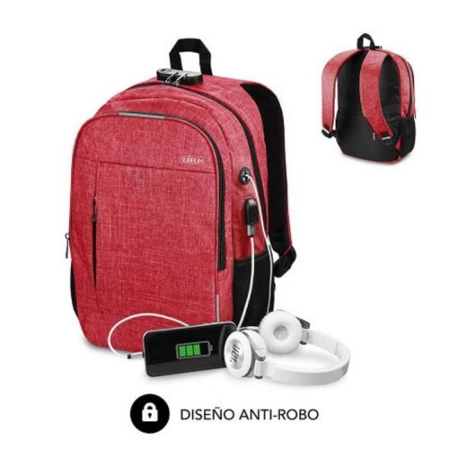art_sub-mochi20bp-1ul0002_1-1 Mochila Subblim Urban Lock para Portátiles hasta 16"/ Puerto USB/ Antirrobo/ Roja