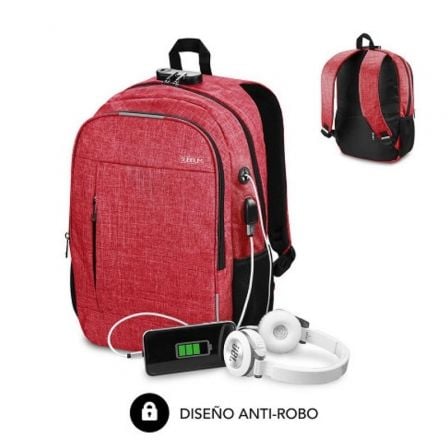 art_sub-mochi20bp-1ul0002_1 Mochila Subblim Urban Lock para Portátiles hasta 16"/ Puerto USB/ Antirrobo/ Roja
