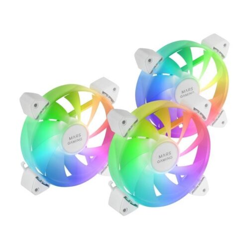 art_tac-ref20mf-3a20wh_1-1 Pack 3 Ventiladores ARGB Mars Gaming MF-3A - 12cm - Blanco - Iluminación RGB