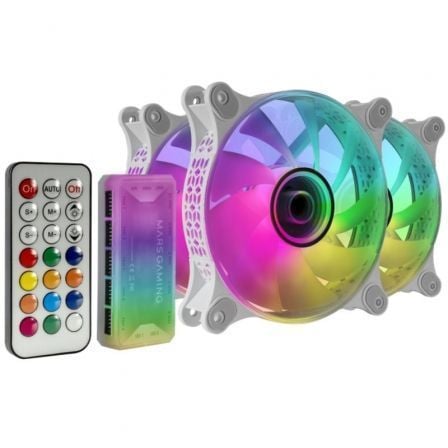 art_tac-ref20mf-3dkit20wh_1 Pack 3 Ventiladores Mars Gaming MF-3DKITW/ 12cm + HUB + Mando a Distancia/ ARGB/ Blanco
